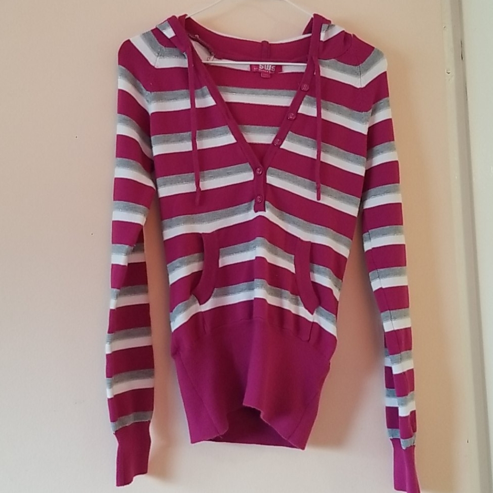 Sweater with a hoodie, sparkle material